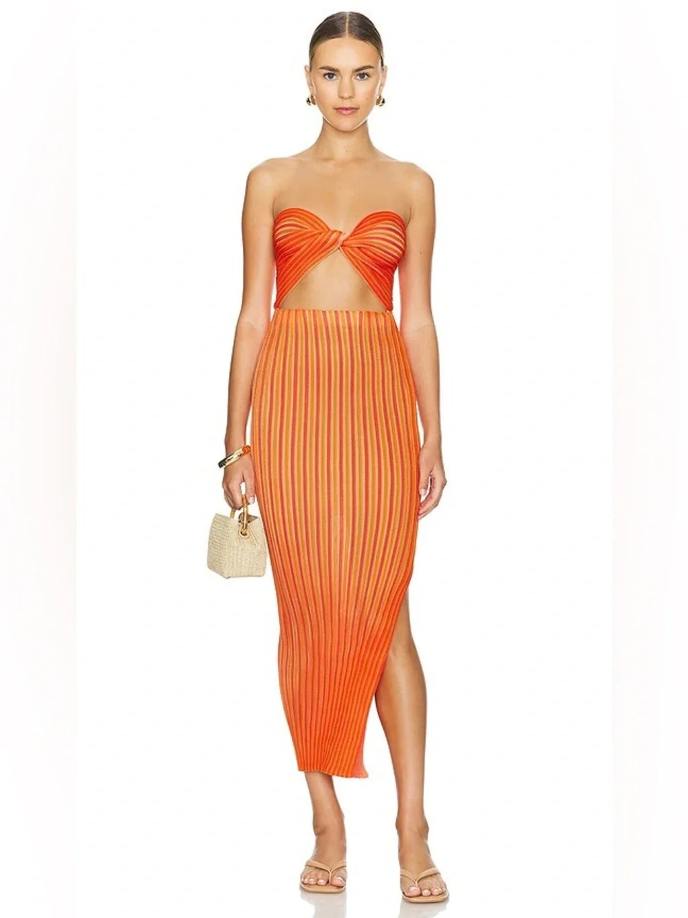 Baobab Jayne Dress Ribbed Stretchy Orange Small - Picture 1 of 6